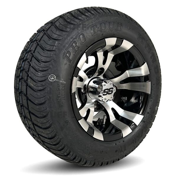 Buy 10" Vampire Black/Machined Aluminum Golf Cart Wheels - Image 4