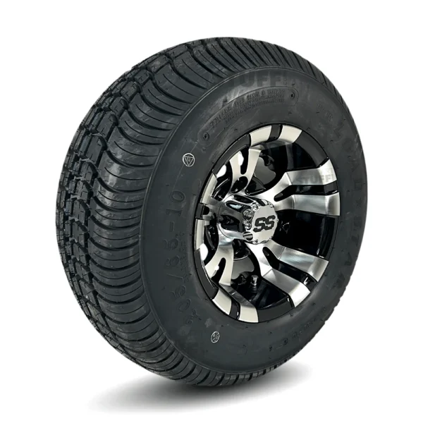 Buy 10" Vampire Black/Machined Aluminum Golf Cart Wheels and 205/65-10 Comfortride DOT Street/Turf Golf Cart Tires Combo - Image 3