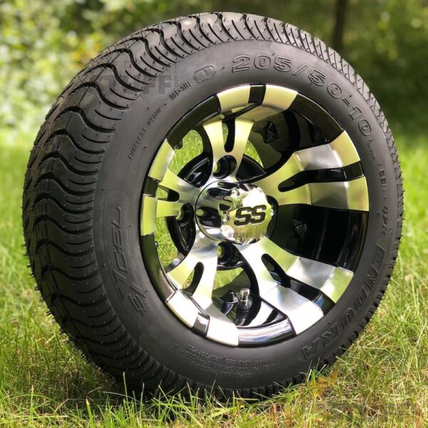 Buy 10" Vampire Black/Machined Aluminum Golf Cart Wheels - Image 2