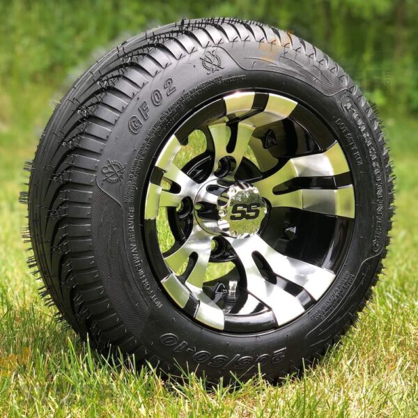 Buy 10" Vampire Black/Machined Aluminum Golf Cart Wheels - Image 5