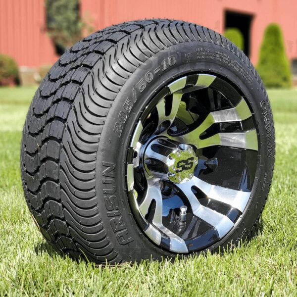 Buy 10" Vampire Black/Machined Aluminum Golf Cart Wheels - Image 3