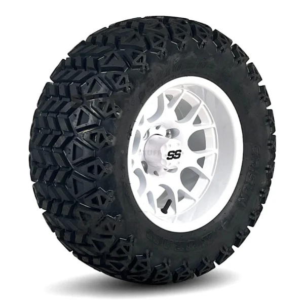 Buy 12" Alpha Gloss White Golf Cart Wheels and All Terrain Tires Combo - Set of 4 - Image 2