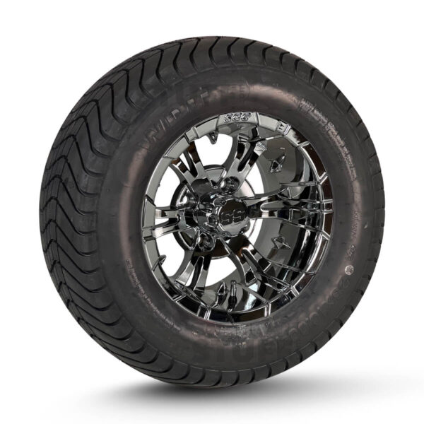 Buy 12" Vampire Chrome Golf Cart Wheels and DOT Approved Street Turf Tires Combo - Set of 4 - Image 5