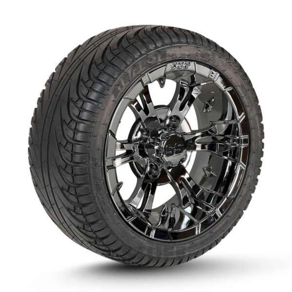 Buy 12" Vampire Chrome Golf Cart Wheels and DOT Approved Street Turf Tires Combo - Set of 4 - Image 2