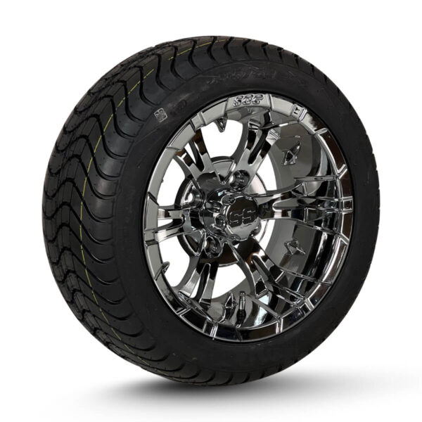 Buy 12" Vampire Chrome Golf Cart Wheels and DOT Approved Street Turf Tires Combo - Set of 4 - Image 4