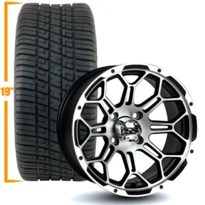 Buy 14" Stryker Matte Black/Machined Aluminum Golf Cart Wheels and 205/30-14 Low-Profile DOT Street & Turf Tires Combo