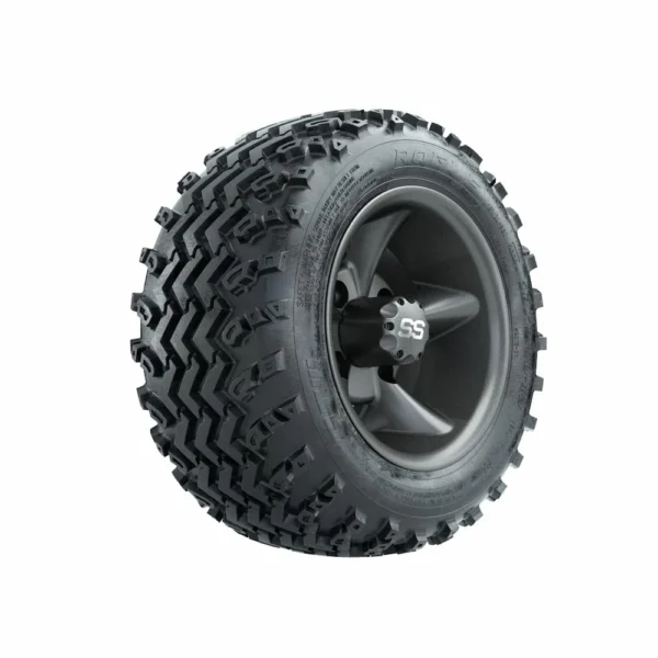 Buy 12" Godfather Gloss Black Golf Cart Wheels and DOT Approved Street Turf Tires Combo - Image 4