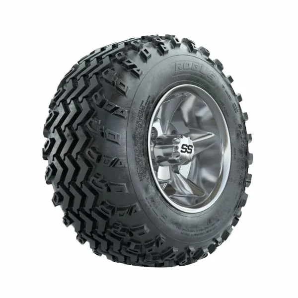 Buy 12" Godfather Gloss Black Golf Cart Wheels and DOT Approved Street Turf Tires Combo - Image 2