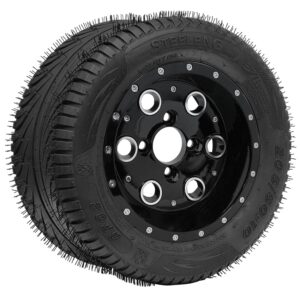 Buy 10" Panther Gloss Black Golf Cart Wheels and 205/50-10 Golf Cart Tires Combo - Set of 4