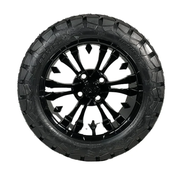 Buy 14" Vampire Gloss Black Golf Cart Wheels with 22x10-14 Timberwolf DOT All Terrain Off-Road Golf Cart Tires - Image 3
