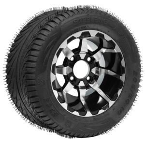 Buy 10" Vortex Black/Machined Golf Cart Wheels and 205/50-10 Golf Cart Tires Combo