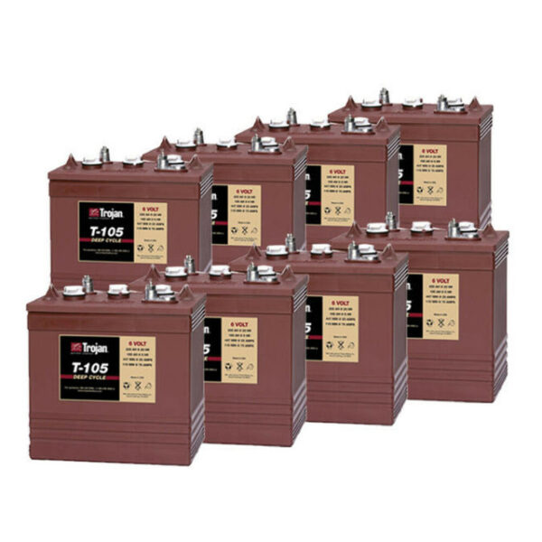 Buy Trojan T-105 6V/225Ah 6 Volt Golf Cart Battery (8 Pack, 48V) in United States